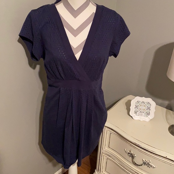 Motherhood Maternity Sheer Dot Tunic Tie Top - Picture 1 of 8